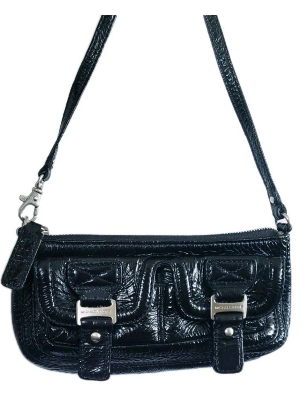 Michael Kors Y2K Convertible Patent Leather Mini Zoe Pouchette Shoulder Bag